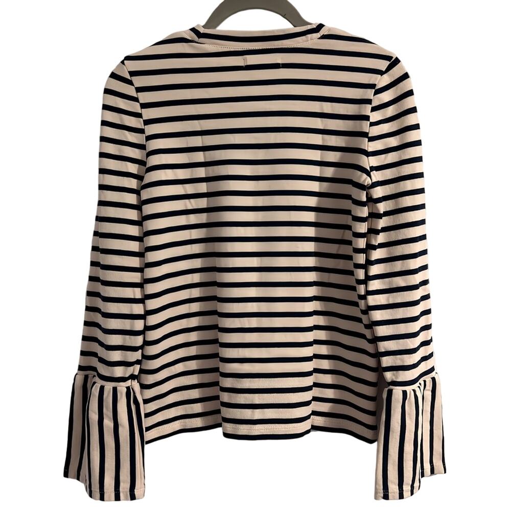 Madewell Women's Top Size XS Ivory& Black Stripe Bell Sleeve - Picture 5 of 7
